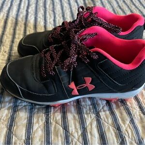Under Armour Kids Black Sneakers with Pink Highlights